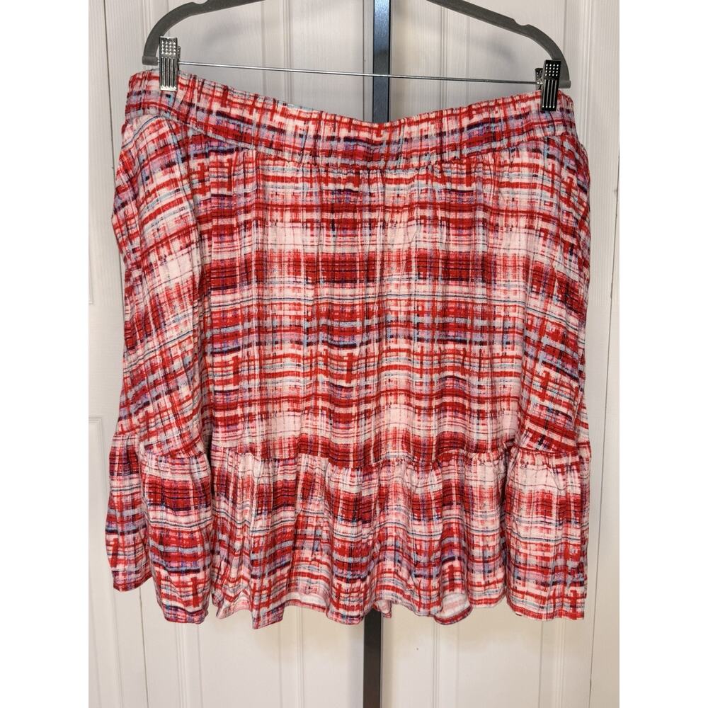 Torrid 3X Red Plaid Tiered Mini Lenny Skirt